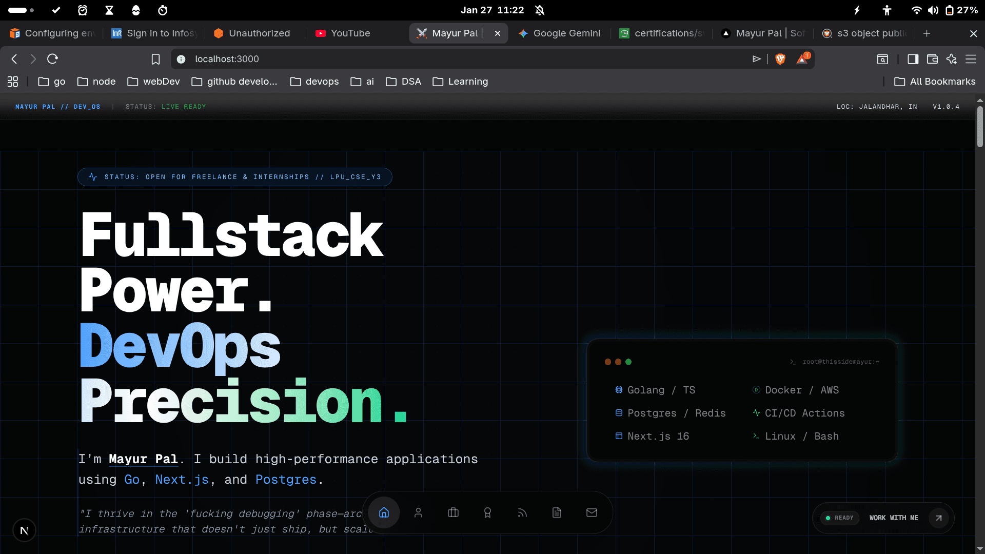 Mayur_OS Portfolio v2.0.0 Preview